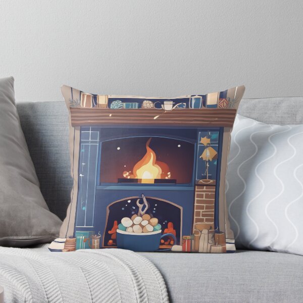 Item preview, Hot Chocolate by the Fireplace Retro Flat Art designed and sold by ChromaLens.