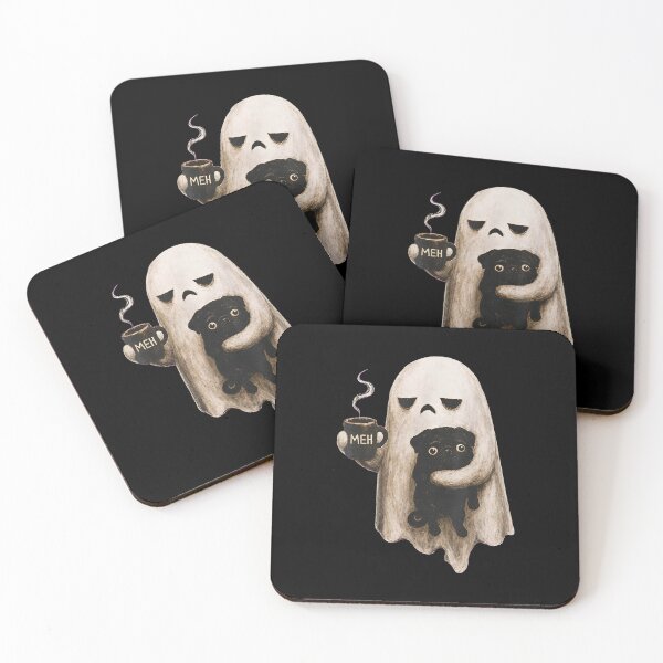 Item preview, Grumpy Ghost Holding Pug and Coffee designed and sold by RenettaFunky.