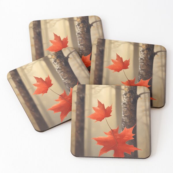 Item preview, Red Maple Leaf Painted Art in White Tones designed and sold by ChromaLens.