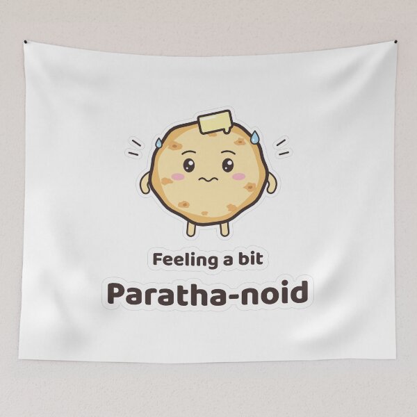 Item preview, Cute Paratha - Feeling a Bit Paratha-noid Pun Sticker designed and sold by Chai & Chaos.