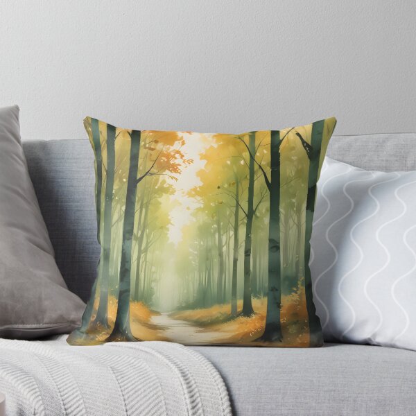 Item preview, Golden Autumn Forest Path Watercolor designed and sold by ChromaLens.
