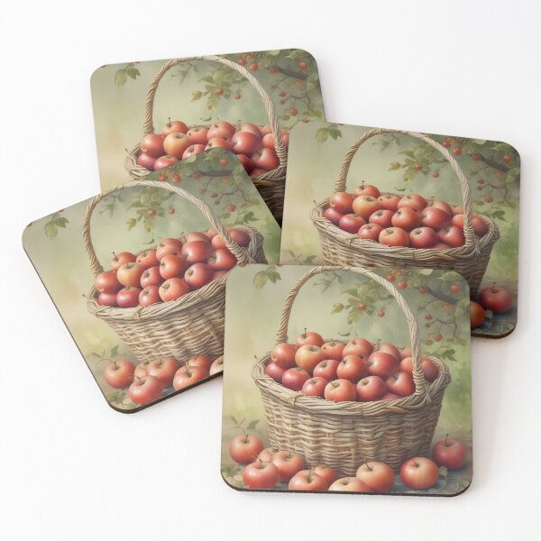 Item preview, Basket of Red Apples Watercolor designed and sold by ChromaLens.