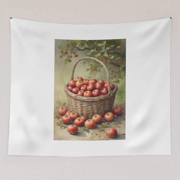 Item preview, Basket of Red Apples Watercolor designed and sold by ChromaLens.