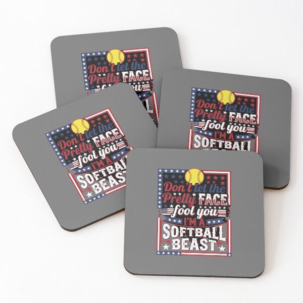 Item preview, Don't Let The Pretty Face Fool You I'm A Softball Beast Player Women Patriotic Athlete designed and sold by SofiBlair.