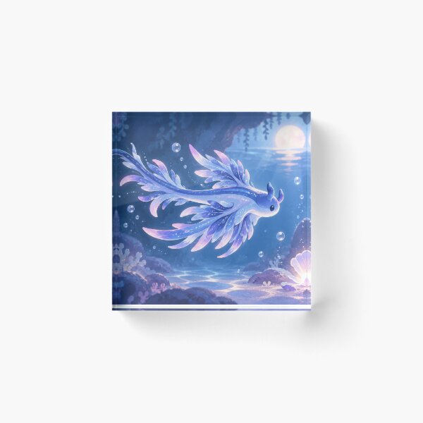 Item preview, Blue Dragon Slug Gliding Through a Moonlit Grotto designed and sold by AshiraCreations.