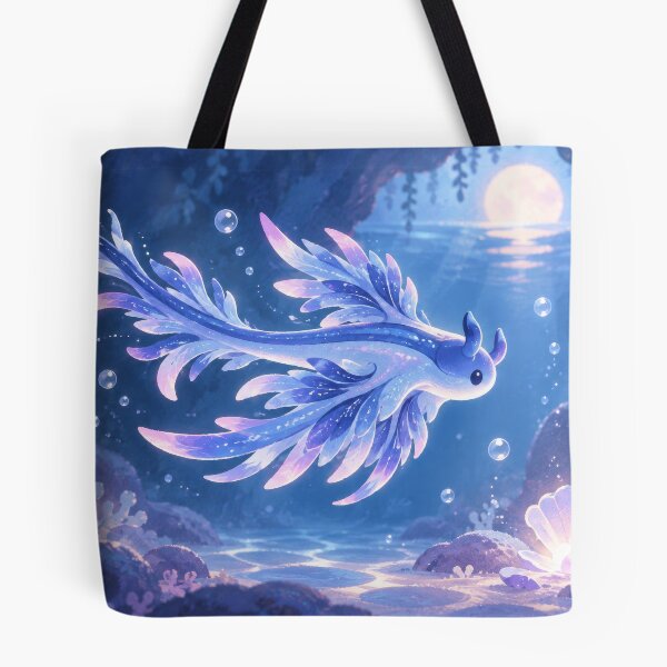 Item preview, Blue Dragon Slug Gliding Through a Moonlit Grotto designed and sold by AshiraCreations.