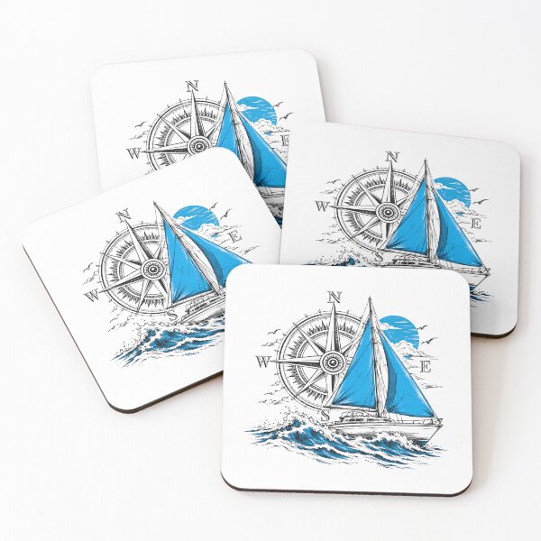 Item preview, Compass Sailboat Nautical Ocean Explorer designed and sold by Colorful-Garden.
