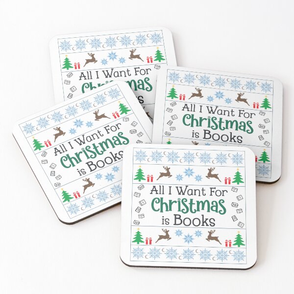 Item preview, All I Want for Christmas Is Books | Cozy Bookish Christmas designed and sold by Leslie Makes Stuff.