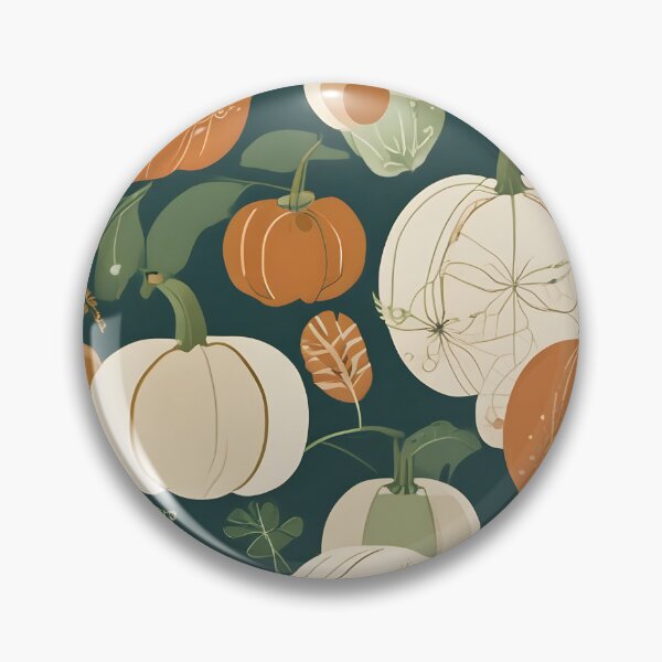 Item preview, Harvest Pumpkins and Apples Seamless Pattern in Forest Green Tones designed and sold by ChromaLens.