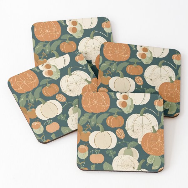 Item preview, Harvest Pumpkins and Apples Seamless Pattern in Forest Green Tones designed and sold by ChromaLens.