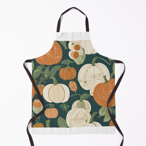 Item preview, Harvest Pumpkins and Apples Seamless Pattern in Forest Green Tones designed and sold by ChromaLens.