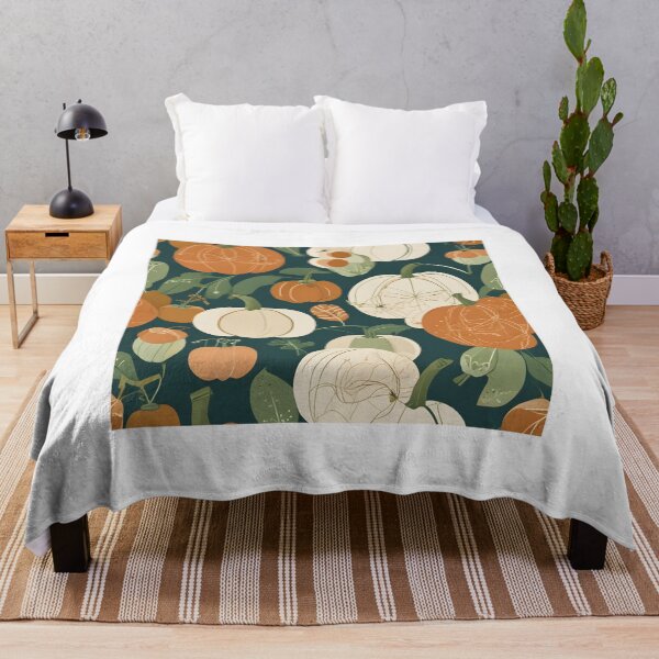 Item preview, Harvest Pumpkins and Apples Seamless Pattern in Forest Green Tones designed and sold by ChromaLens.