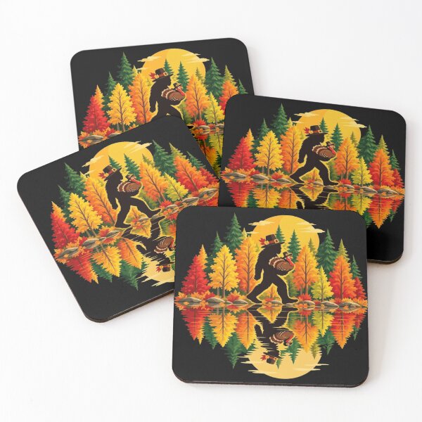 Item preview, Thanksgiving Bigfoot with Turkey in Autumn Forest designed and sold by haitrieuic96.