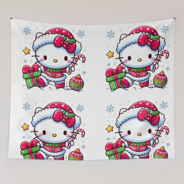 Item preview, Hello Kitty Christmas Elf with Snowman – Cute Kawaii Retro Winter Red Holiday Aesthetic Design designed and sold by rfd2.