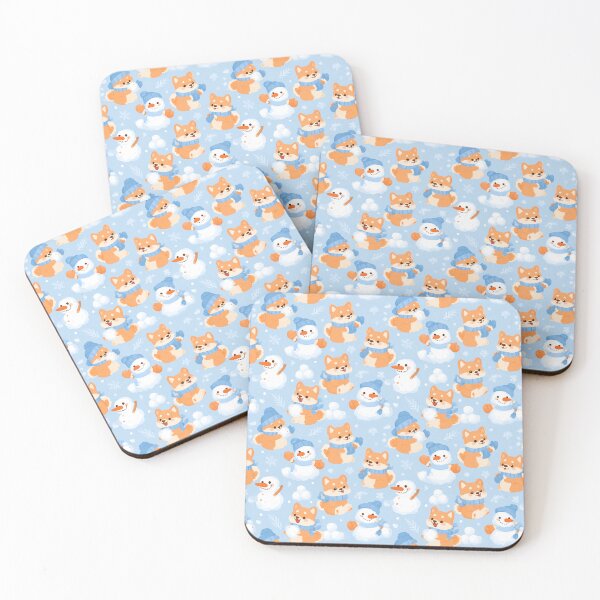 Item preview, Kawaii Shiba Inu Snowman Winter Play Pattern designed and sold by NicolasGlowArt.