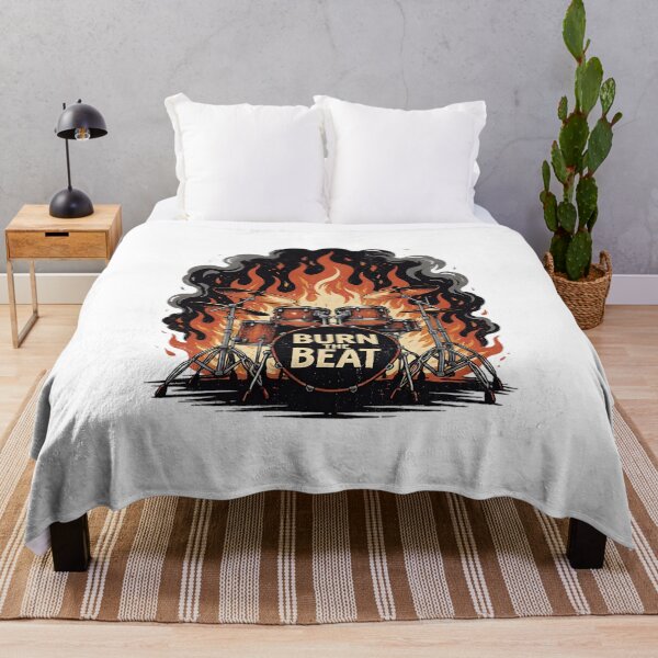 Item preview, Burn The Beat Flaming Drum Set Art — Heavy Metal Drummer & Rock Music Lover Gift designed and sold by cannsuh.