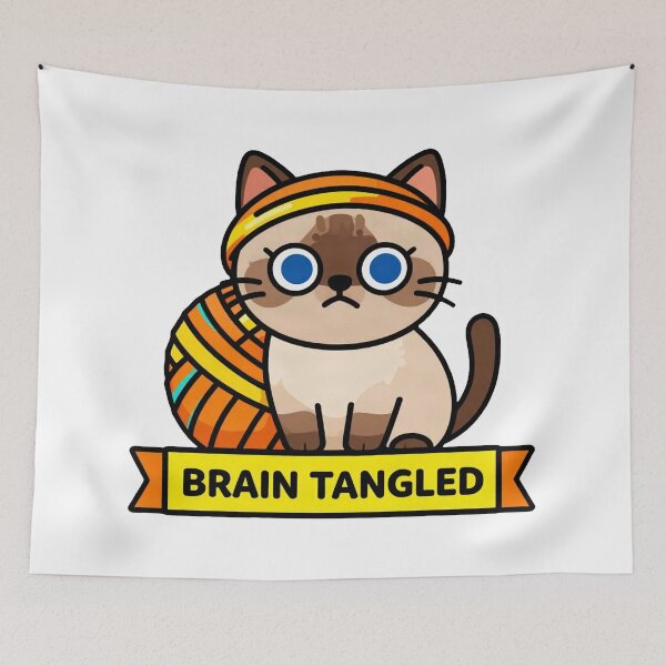 Item preview, Brain Tangled - Funny ADHD Anxiety Siamese Cat Meme designed and sold by Arc2020.