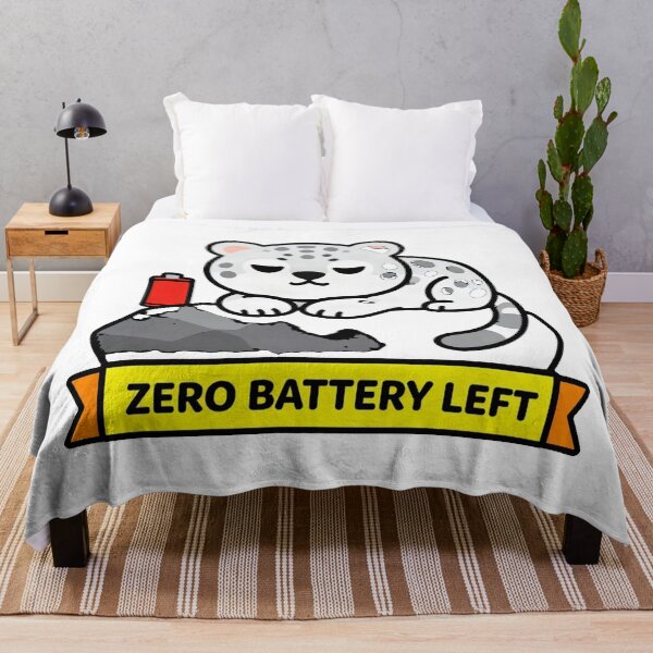 Item preview, Zero Battery Left - Funny Introvert Snow Leopard Meme designed and sold by Arc2020.