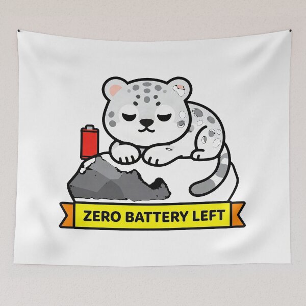 Item preview, Zero Battery Left - Funny Introvert Snow Leopard Meme designed and sold by Arc2020.
