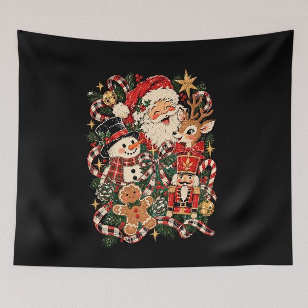 Item preview, Vintage Christmas Characters with Plaid Ribbons designed and sold by 68MadagascarZoo.