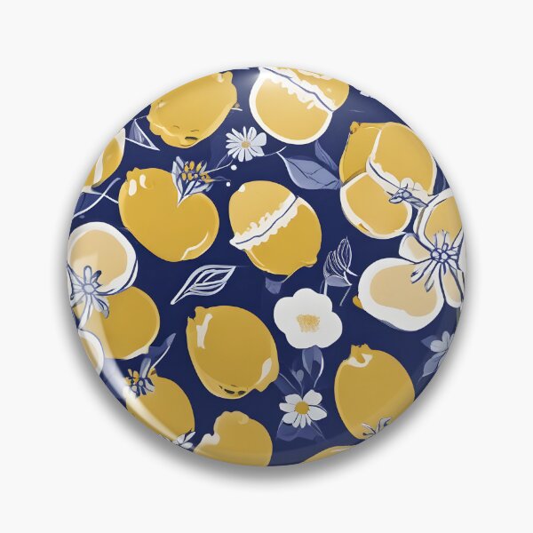 Item preview, Lemons and Blossoms Seamless Pattern in Blue Tones designed and sold by ChromaLens.