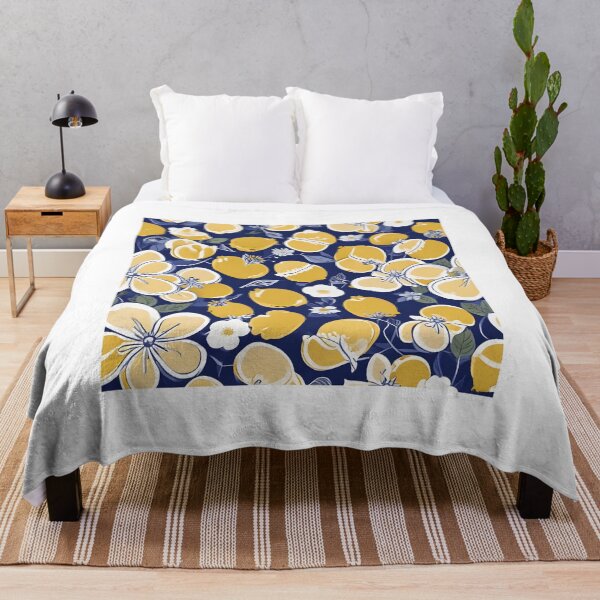 Item preview, Lemons and Blossoms Seamless Pattern in Blue Tones designed and sold by ChromaLens.