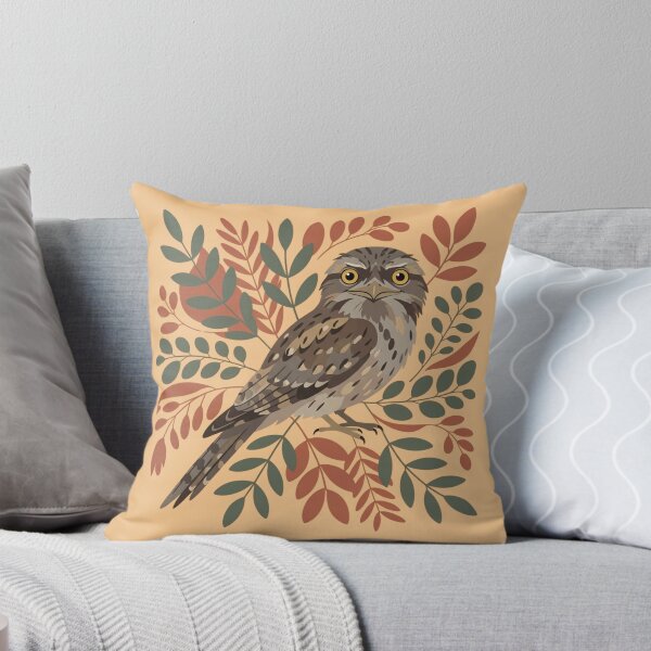 Item preview, Tawny Frogmouth on Ochre Native Foliage – Modern Australiana Art Print designed and sold by Wennebabs.