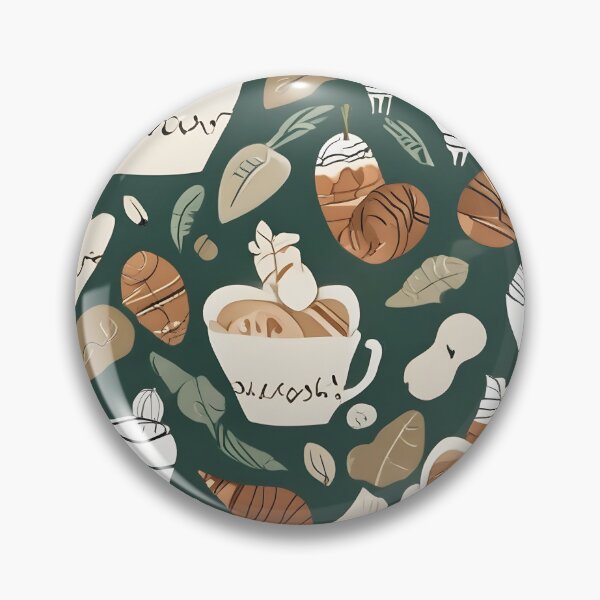 Item preview, Coffee and Croissants Seamless Pattern in Forest Green Tones designed and sold by ChromaLens.