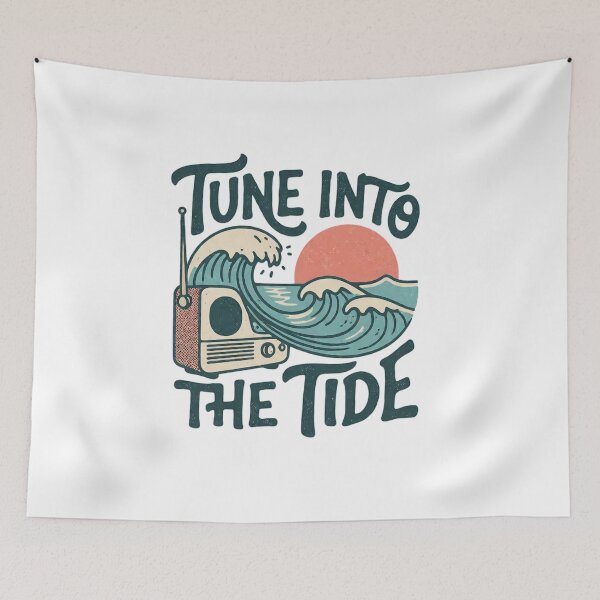 Item preview, Tune Into The Tide Retro Radio & Wave Art — Vintage Surf Music Lover Gift designed and sold by cannsuh.