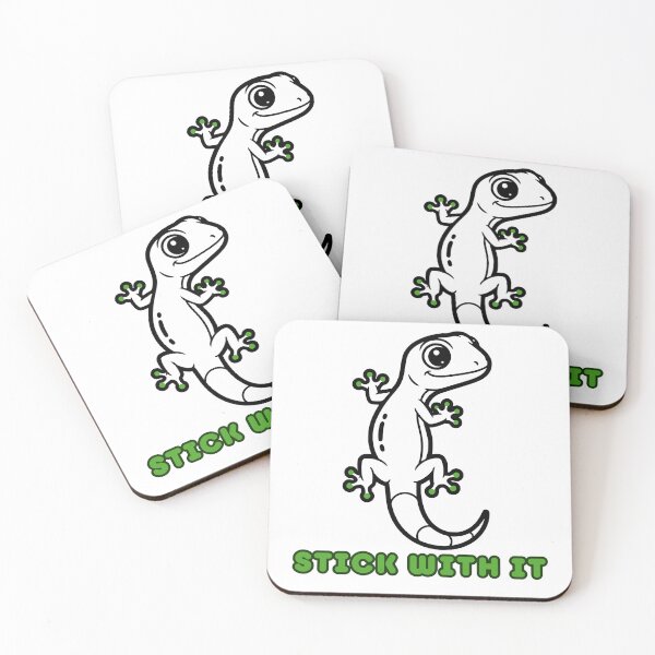 Item preview, Stick With It - Cute Gecko Lizard Pun Motivational Sticker designed and sold by Frafri92.
