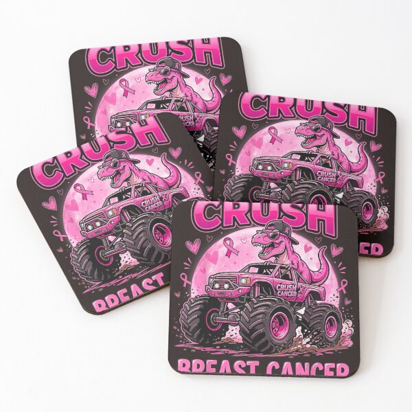 Item preview, Crush Breast Cancer Monster Truck T-Rex Pink Ribbon Awareness Graphic designed and sold by mari-kayden.