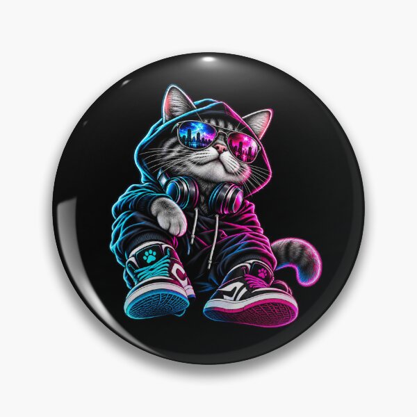 Item preview, Cyber Kitty – Neon Streetwear Cat designed and sold by MichelleAlline.