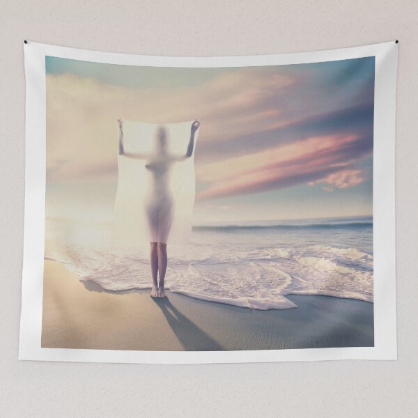 Item preview, Woman Silhouette Behind Veil On Ocean Beach designed and sold by Vizerskaya.