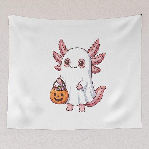 Item preview, Cute Ghost Axolotl Trick Or Treat designed and sold by Ella_Sketch.
