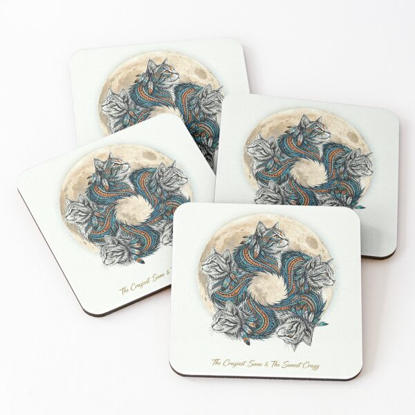 Item preview, Five Tribal Cats Full Moon Spirit Circle designed and sold by Ahmadhamroush.