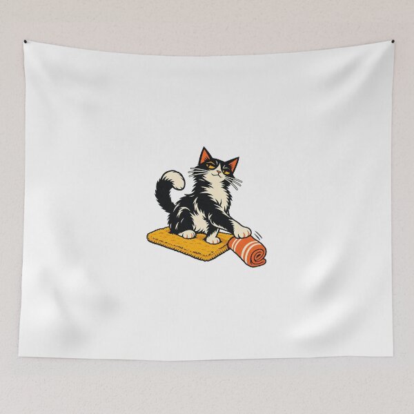 Item preview, Tuxedo Cat Claims the Bath Mat designed and sold by Zyvora-merch.