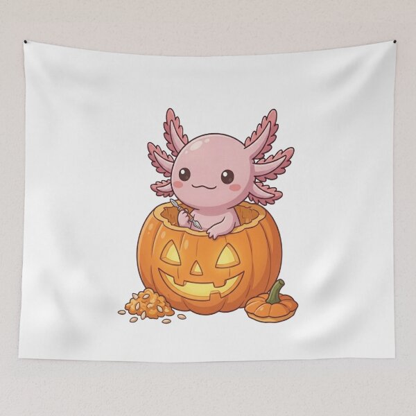 Item preview, Cute Axolotl Carving Halloween Pumpkin designed and sold by Ella_Sketch.
