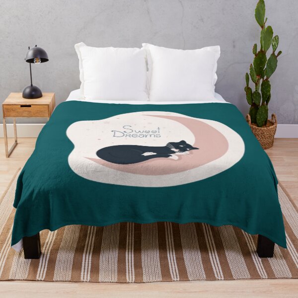 Item preview, Midnight Dreams Black and White Moon Cat designed and sold by MushArtist.