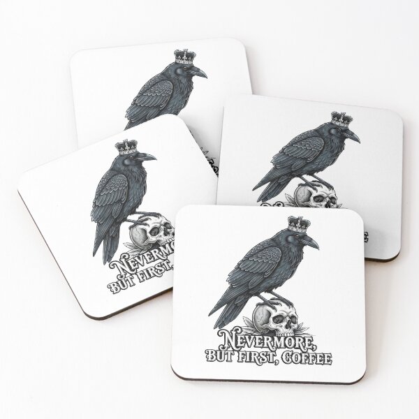 Item preview, Nevermore But First Coffee - Funny Edgar Allan Poe Raven Gothic Literature Gift designed and sold by Luminari Creations.