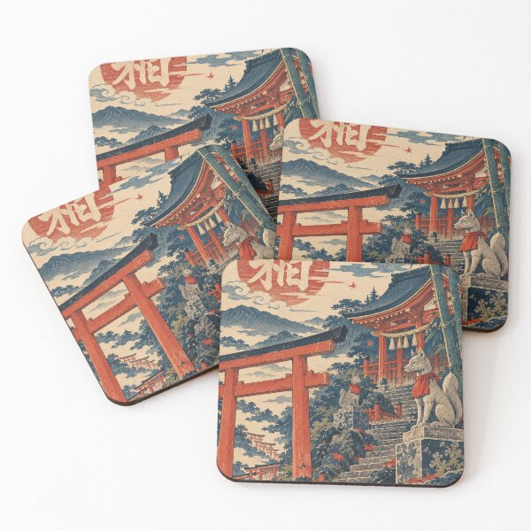 Item preview, Japanese Inari Shrine - Fox Statues and Torii Gates designed and sold by bapupa.
