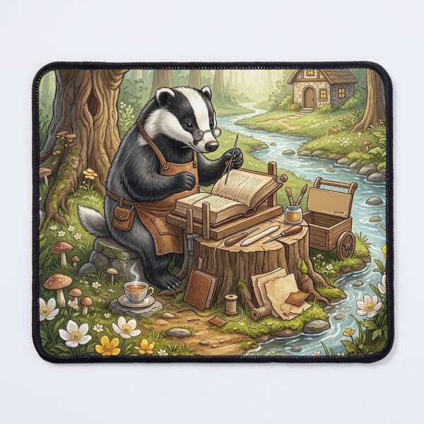 Item preview, Woodland Badger Bookbinder by the Stream designed and sold by ImagineNature.
