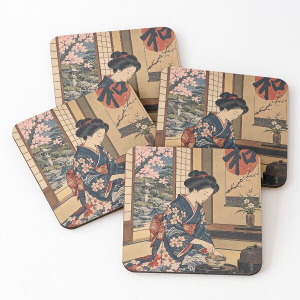 Item preview, Japanese Aesthetic - Kimono Tea Ceremony in Sakura Garden designed and sold by bapupa.