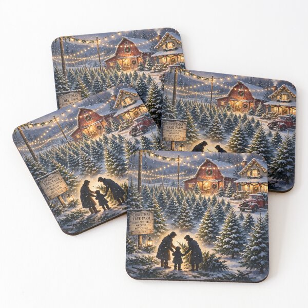 Item preview, Cozy Christmas Tree Farm Night Lights Family designed and sold by Ela Art Space .