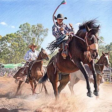 Artwork thumbnail, RODEO ROUGH STOCK RIDER, RODEO ART FOR EVERYTHING N HOODIES by Barbara Jean Photo Art And Design