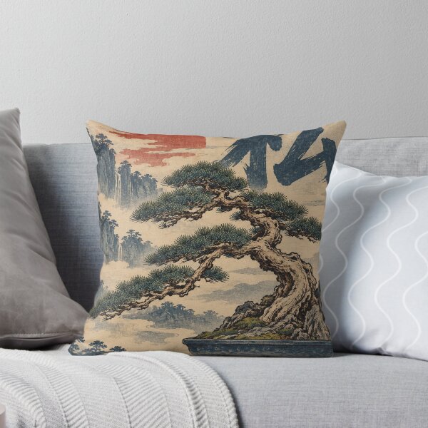 Item preview, Japanese Bonsai Tree - Windswept Pine Beneath Red Sun designed and sold by bapupa.