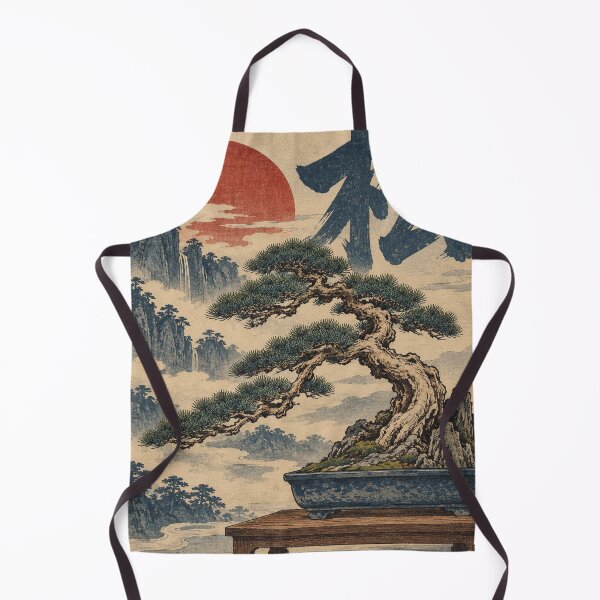 Item preview, Japanese Bonsai Tree - Windswept Pine Beneath Red Sun designed and sold by bapupa.