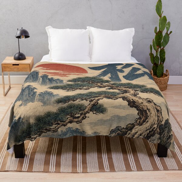 Item preview, Japanese Bonsai Tree - Windswept Pine Beneath Red Sun designed and sold by bapupa.