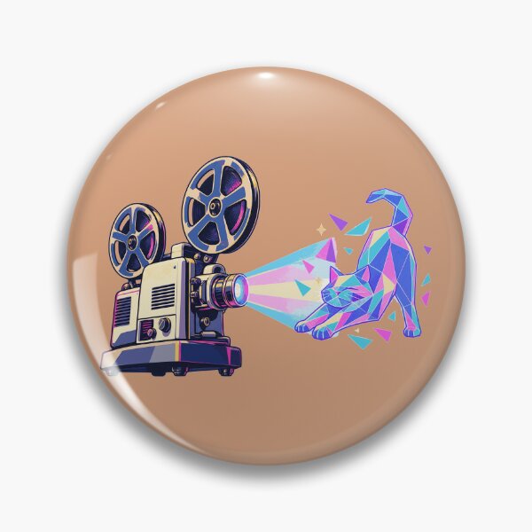 Item preview, Synthwave Retro Film Projector Holographic Cat Low Poly designed and sold by KungPowUnicorn.
