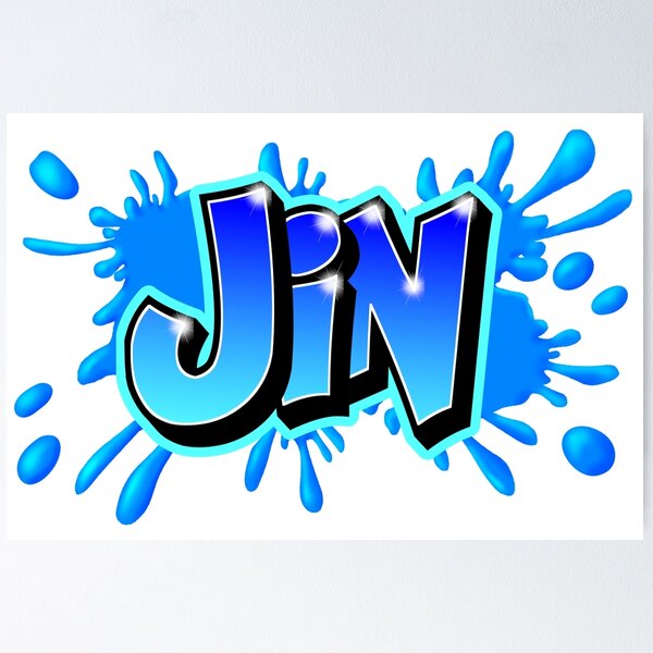 Item preview, JIN Name Graffiti Cyan blue – Cool Custom Street Art Gift designed and sold by BlachGallery.