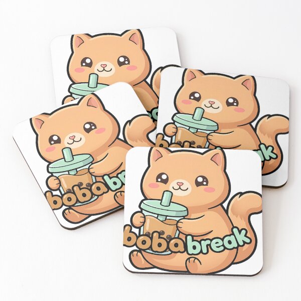 Item preview, Cute Kawaii Boba Cat Holding a Milk Tea Cup - Boba Break designed and sold by pumsquare.